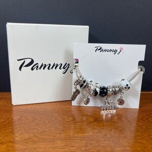 Pammy J Soccer Charm Bracelet Silver Tone Heart Clasp New